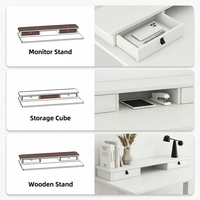 Bureau debout électrique moderne blanc réglable en hauteur avec tiroirs, éco-responsable pour le télétravail