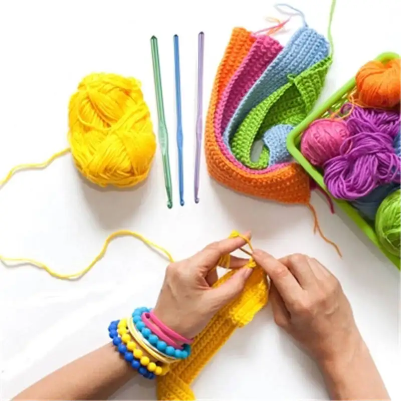 Anzóis de crochê macio colorido, venda quente de 2.0-10.0mm, alça de alumínio, agulhas de tricô para artesanato