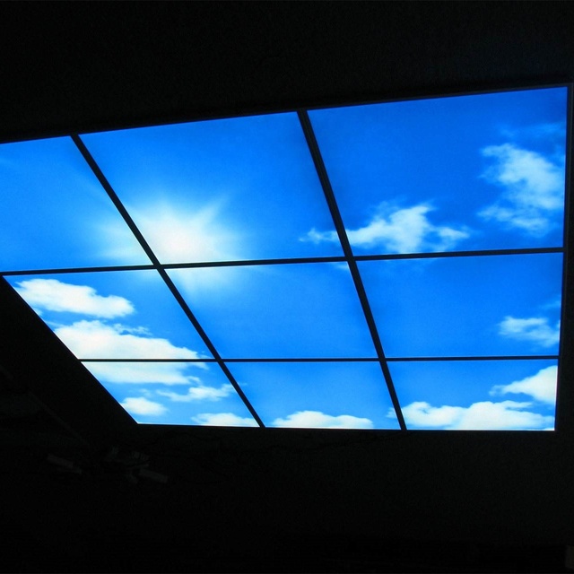 Modern Indoor LED Aluminum Body Ceiling Panel Light Blue Sky White Cloud Natural Artificial Skylight Design Home Office Office