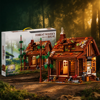 Set Balok Bangunan Rumah Kayu Hutan Kabin Kayu Puzzle Bongkar Pasang Mainan untuk Anak-anak Hiasan Hadiah untuk Dewasa 14+ Hadiah DIY