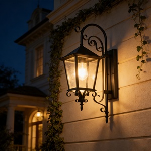 Lampe murale extérieure de jardin rétro noire de grande taille E27, étanche, lampe murale LED rétro pour villa, cour, couloir - Product Image 5