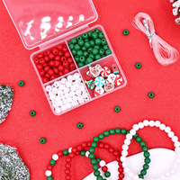 Kit de fabrication de bracelets DIY de Noël en stock, perles en résine plastique, breloques en argile polymère, coffret pour bijoux faits main
