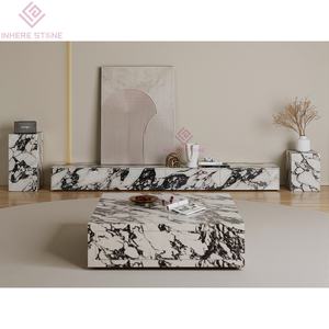 高級Calacatta Viola大理石テレビスタンドキャビネット収納天然石エンターテインメントコンソールリビングルーム用 - Product Image 3