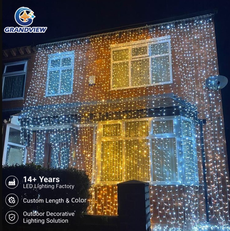 Commercial LED Curtain Fairy String Light Outdoor Waterproof LED Christmas Lights for Wedding Event Landscape Holiday Decoration