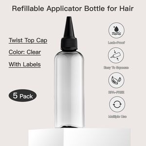 Hot Sale Hair Oil Nozzle Clear <b>Squeeze</b> <b>Bottles</b> With Twist Caps 1oz 2oz 100ml 4oz 200ml 8oz 500ml Plastic PET Pointed <b>Bottle</b> - Product Image 2
