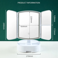 Lumières LED pliables avec miroir de maquillage à écran tactile rotatif réglable le miroir de maquillage à angle