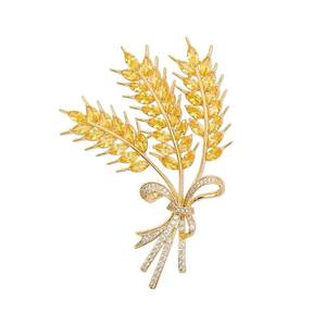 Haut de gamme pardessus écharpe bouton broche bijoux cristal épis de blé arc broches broche jaune strass blé broches femmes - Product Image 1