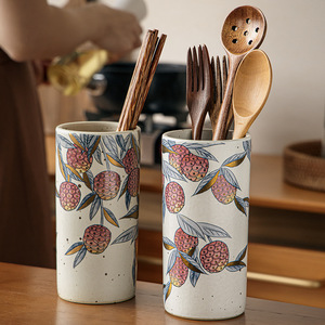 Support à baguettes en grès peint à la main, motif litchi, résistant aux hautes températures, <span class=keywords><strong>pour</strong></span> <span class=keywords><strong>ustensiles</strong></span> <span class=keywords><strong>de</strong></span> <span class=keywords><strong>cuisine</strong></span>, idéal <span class=keywords><strong>pour</strong></span> les zones d'hébergement - Product Image 2