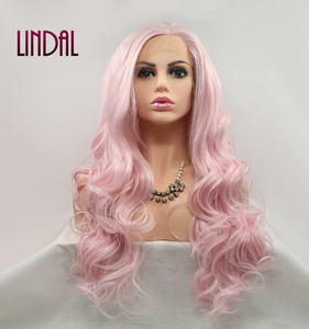 LINDAL Perruques en cheveux synthétiques à haute teneur en fibres, <span class=keywords><strong>perruque</strong></span> 24 "<span class=keywords><strong>de</strong></span> cheveux synthétiques Cosplay pour femmes blanches et noires couleur <span class=keywords><strong>princesse</strong></span> rose - Product Image 1