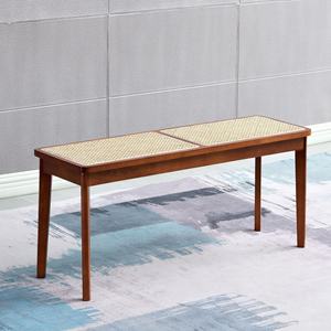 Banco de mimbre nórdico de madera maciza, silla moderna de estilo minimalista - Product Image 5