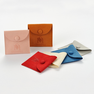 GLAMPKG New Color Arrival Cute Microfiber Pouches Round Flap Jewelry <b>Gift</b> Pouch Round Flap Pouch - Product Image 1