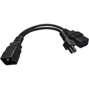 1FT or Custom Length IEC320 Plug C20 to C5 C19 Y Splitter Converter 0.75mm2 1.5mm2 Power Cords Cables