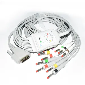 Factory supply Compatible for Edan SE-601B/SE-601C EKG Cable,15pin 10 lead 4.0 banana IEC Direct-Connect EKG Cable
