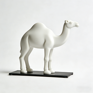 Statue de chameau blanc intemporelle, décoration animale moderne en résine sur base noire pour collection - Product Image 5