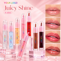 Buat Logo Anda Sendiri 8 Warna Glossy Gel Lip Gloss Makeup Tahan Lama Melembapkan Lipgloss Lip Balm Lip Glaze Label Pribadi