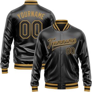 Veste de baseball universitaire personnalisée en similicuir unisexe, style bomber à boutons-pression, pour l'automne, décontractée - Product Image 1