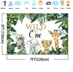 Sfondo per Foto '<span class=keywords><strong>Wild</strong></span> <span class=keywords><strong>One</strong></span>' con Animali della Giungla per Primo Compleanno, Banner in Vinile 7x5ft Dorato per Feste di Compleanno '<span class=keywords><strong>Wild</strong></span> <span class=keywords><strong>One</strong></span>' - Product Image 4