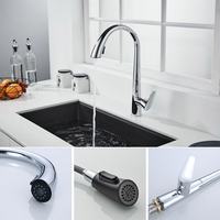 Robinet de cuisine moderne en laiton brossé à poignée unique, avec douchette extractible rotative, pour hôtel (vente en gros)