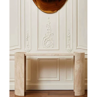 Table console octogonale Wabi-Sabi, design européen, aspect antique, marbre naturel, travertin, meubles de salon, entrée, hôtel