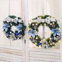 Karangan Bunga Natal QiYing Victory 2026 30/40 cm PVC Semi-Handmade Karangan Bunga Buatan Modern Minimalis untuk Gantungan Pintu Hotel Dekoratif