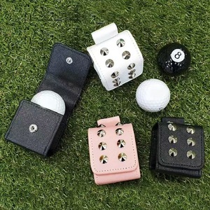Étui pour balles de golf carré créatif Sac de golf suspendu à la taille portable Pochette pour balles de golf en cuir PU durable avec rivet - Product Image 5