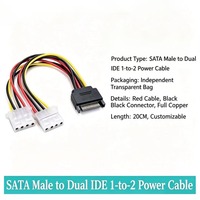 Cable de alimentación SATA macho a doble IDE hembra, cable divisor de alimentación SATA 1 a 2 a IDE de 4 pines
