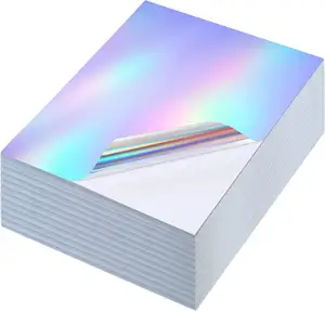 Hojas de pegatinas holográficas, papel de vinilo imprimible, adhesivo, papel de impresora arcoíris para impresora láser