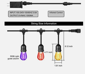 Comercial RGBW <span class=keywords><strong>48ft</strong></span> colgante RGB Patio impermeable jardín fiesta cadena luces S14 Control remoto 12V 110V 220V regulable LED - Product Image 3
