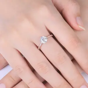 Gold Plated Moissanite Wedding Ring Wholesale Price Diamond Tester Certified Round Cut Diamond Fine Jewelry Rings For Women's Va