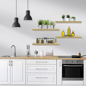 Étagères flottantes en bois massif pour montage mural, décoration intérieure, étagère de <span class=keywords><strong>cuisine</strong></span>, service OEM, faible MOQ - Product Image 5