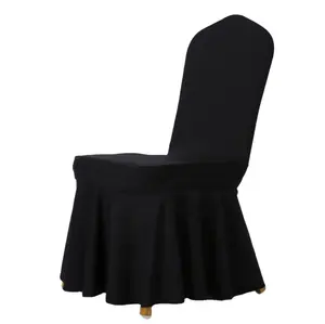 Pleated skirt chair cover hotel general wedding banquet elastic chair set conference hotel pleated stool cover
