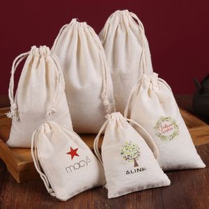 Customizable Canvas Cotton Double <b>String</b> Handbag Shoe Dust Drawstring <b>Bag</b> Recyclable Eco-Friendly for Food Snack Packaging Logo - Product Image 5