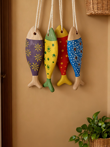 Personaliseert Houtsnijwerk Visvorm Kleurrijke Hanger Huisdecor - Product Image 3