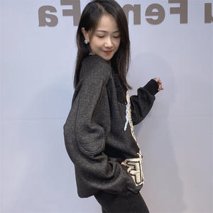 Abbigliamento <span class=keywords><strong>Donna</strong></span> Autunno Inverno Stile Europeo Americano Design di <span class=keywords><strong>Marca</strong></span> alla Moda Felpe Larghe Taglie Forti con Cappuccio e Girocollo 0439 - Product Image 3