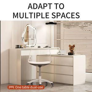 Moderno stile semplice camera da letto mobili bianco toletta con specchio illuminato e sgabello in legno per la decorazione della casa - Product Image 5