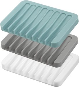 Hot Sale Silicone Soap Dish with Drain Bar Soap Holder for <b>Shower</b> Bathroom and Kitchen Sink Organizer Waterfall Soap <b>Tray</b> - Product Image 1