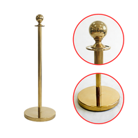 Poteau de délimitation de foule doré avec diamètre de mât de 38 mm/51 mm et embout sphérique, poteau de délimitation de foule de haute qualité avec corde