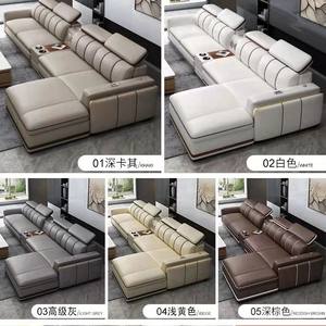 Sofá Cama Moderno Europeo con Mesa de Centro, Funcional, de Cuero Genuino, Muebles para Sala de Estar - Product Image 3