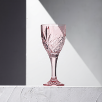 Verre à vin vide de luxe de style chinois, nouveau, en cristal taillé coloré sur mesure, 170-320 ml, avec logo personnalisé, teinté rose et rouge