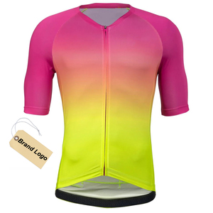 Logo de marque personnalisé vêtements de <span class=keywords><strong>cycliste</strong></span> 3 + 1 <span class=keywords><strong>poche</strong></span> cargo arrière chemise de cyclisme à manches courtes pour hommes dégradé de sublimation - Product Image 1
