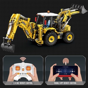 <strong>Remote</strong>-<strong>Controlled</strong> Creative ABS Engineering Backhoe Loader Puzzle Toy Building Block Model DIY Educational <strong>Construction</strong> Toy Sets