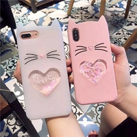 Étui de téléphone pour fille en silicone avec chat souriant en 3D mignon pour iPhone, coque de protection