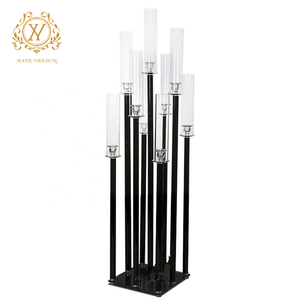 <strong>Tall</strong> Black Candle Holder Stand Wedding Props Road Lead European 9 Arms <strong>Candlestick</strong> for Wedding Hotel Home Decoration - Product Image 6