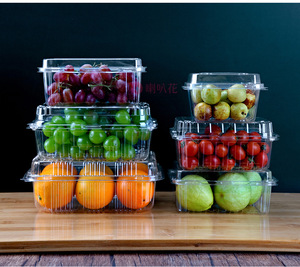 Op maat gemaakte transparante voedselverpakking van PET-plastic, wegwerpbaar clamshell doosje voor groenten, fruit, druiven, lychees en kersen - Product Image 4