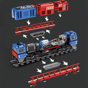 Reobrix 66021 G2000 <span class=keywords><strong>Train</strong></span> de marchandises européen Simulation scène modèle blocs de construction ensembles moc assemblage Puzzle jouet pour enfants cadeau - Product Image 4