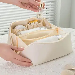 Grote Reis Cosmetische Tas Voor Vrouwen Lederen Make-Up Organizer Vrouwelijke Toilettas Make-Up Case Opbergtas Luxe Lady Box