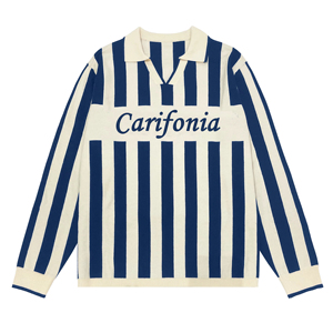 Áo len nam 100% cotton dệt kim sọc, thiết kế Jacquard kiểu Polo, in logo tùy chỉnh, họa tiết lấy cảm hứng từ bóng đá mùa đông dành cho nam - Product Image 3