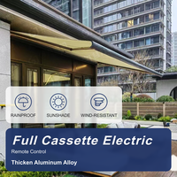 Auvent rétractable motorisé en aluminium à cassette complète avec éclairage LED, télécommande, protection UV, fixation murale pour balcon et usage commercial