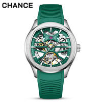 Megir JC-9-204G-5 Sportliche Automatische Mechanische Uhr für Herren Modische Armbanduhr mit Silikonarmband Skelett-Zifferblatt 2025