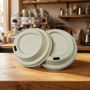 Couvercles jetables tendance en pulpe moulée de 80 mm, compostables et écologiques pour café, thé, jus, boissons gazeuses et gobelets en papier - Product Image 1